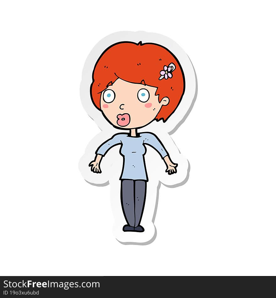 sticker of a cartoon shocked woman