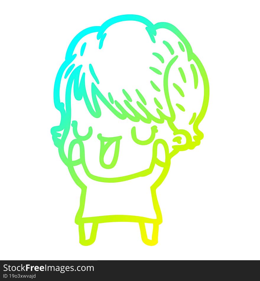 cold gradient line drawing cartoon woman talking