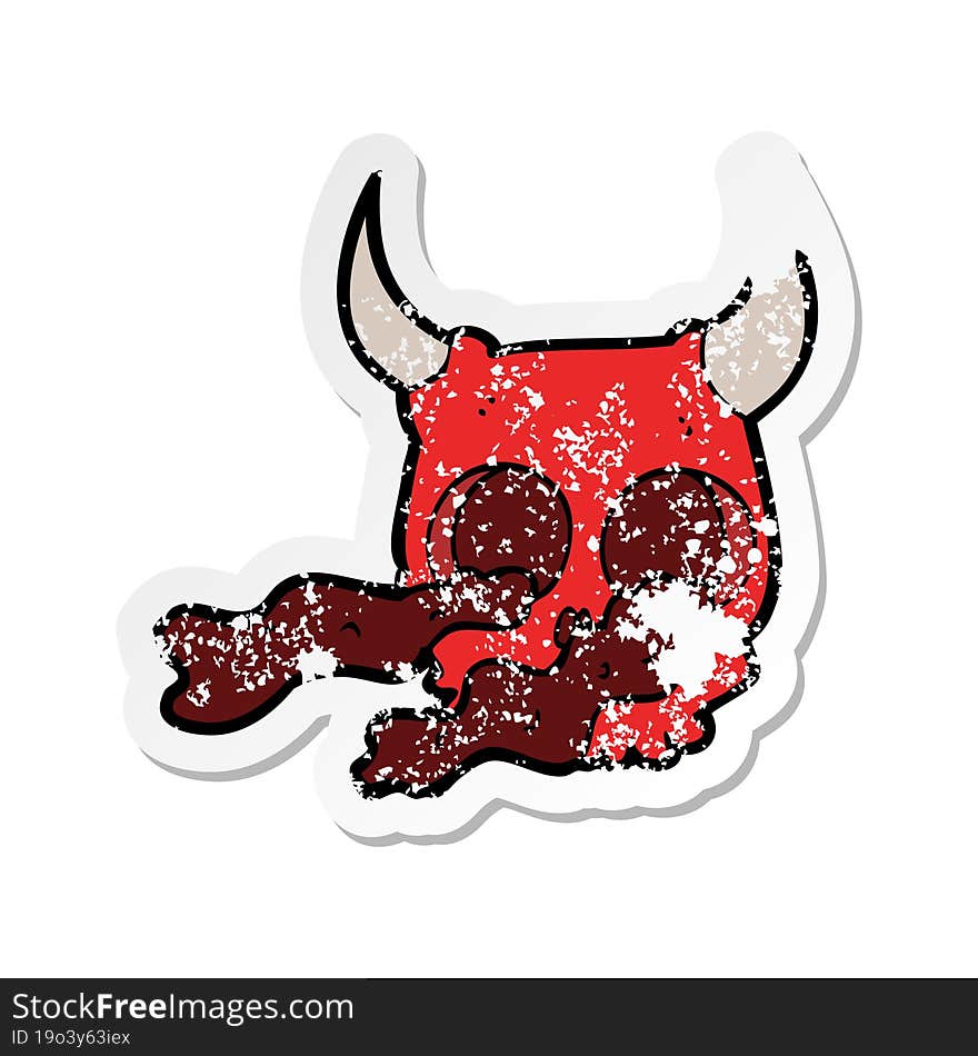 retro distressed sticker of a cartoon halloween skull