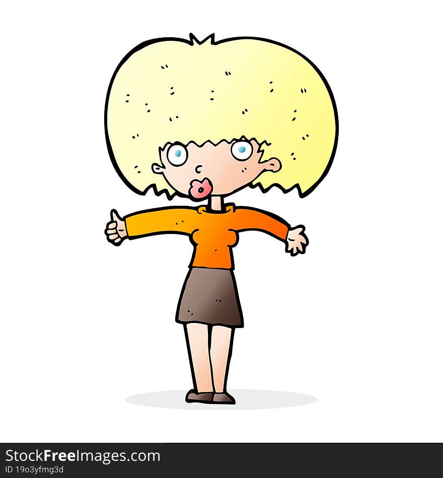 Cartoon Woman Giving Thumbs Up Symbol