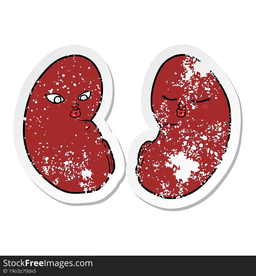 distressed sticker of a cartoon kidneys