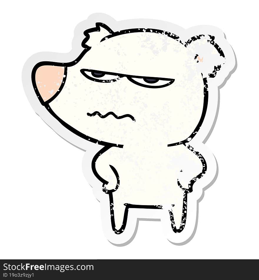 distressed sticker of a angry bear polar cartoon