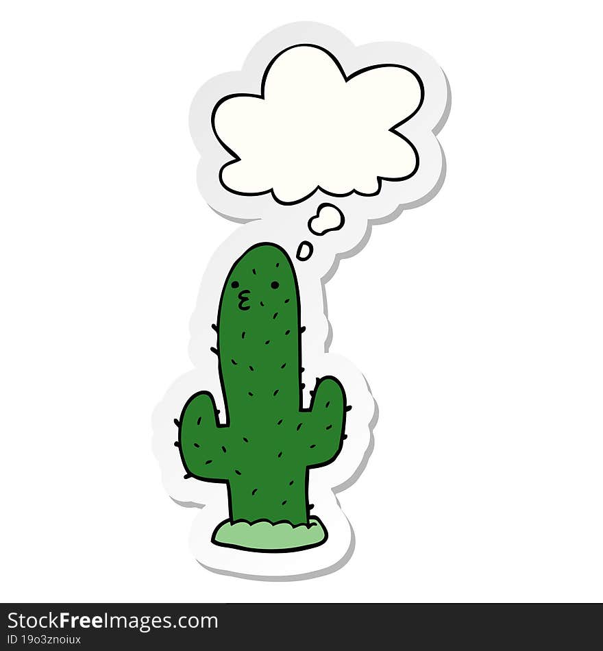 cartoon cactus and thought bubble as a printed sticker