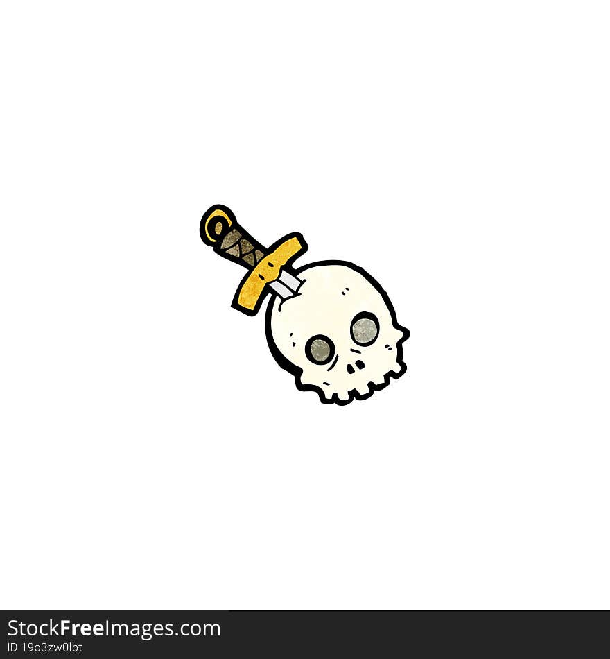 dagger in skull cartoon