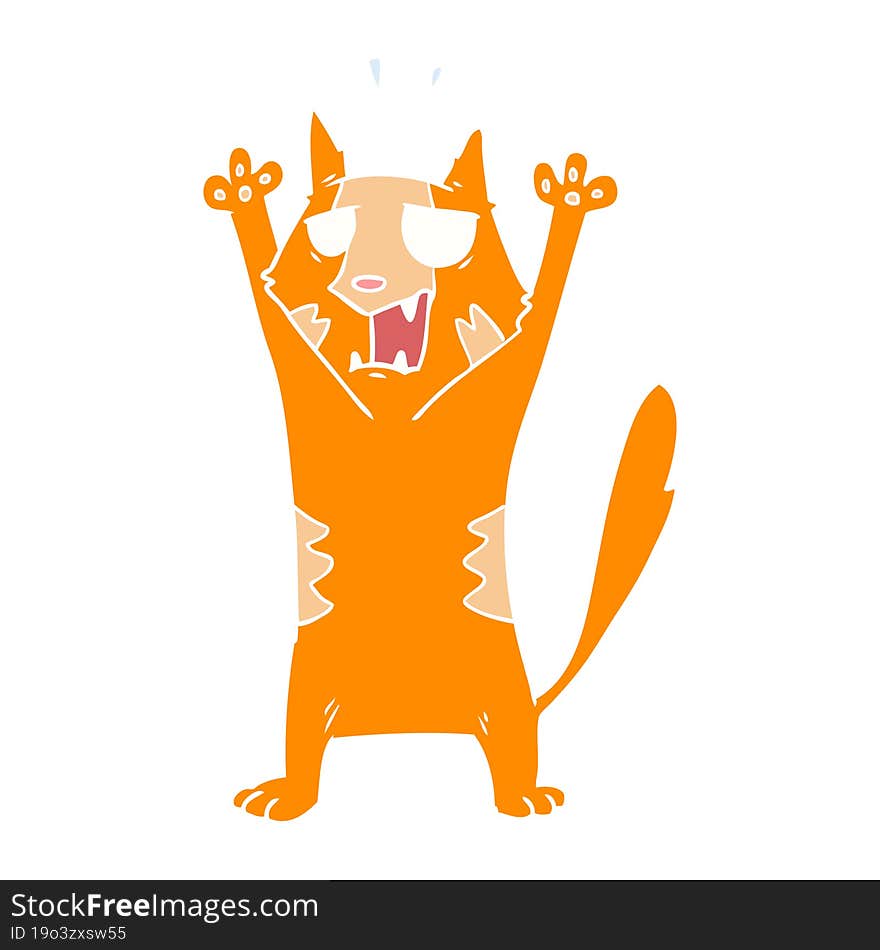 flat color style cartoon panicking cat