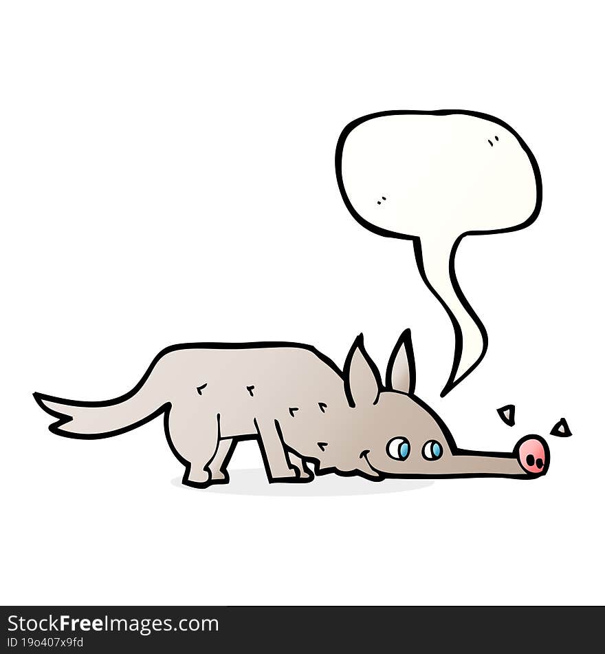 cartoon dog sniffing floor with speech bubble