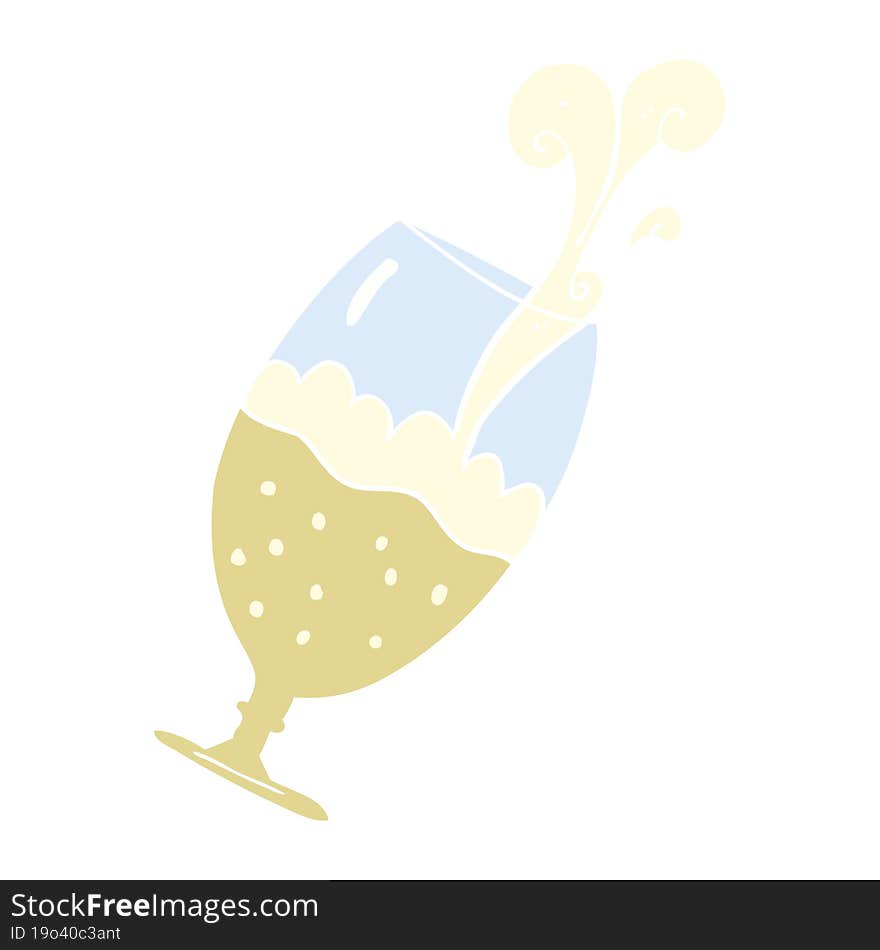 flat color illustration of a cartoon beer in glass