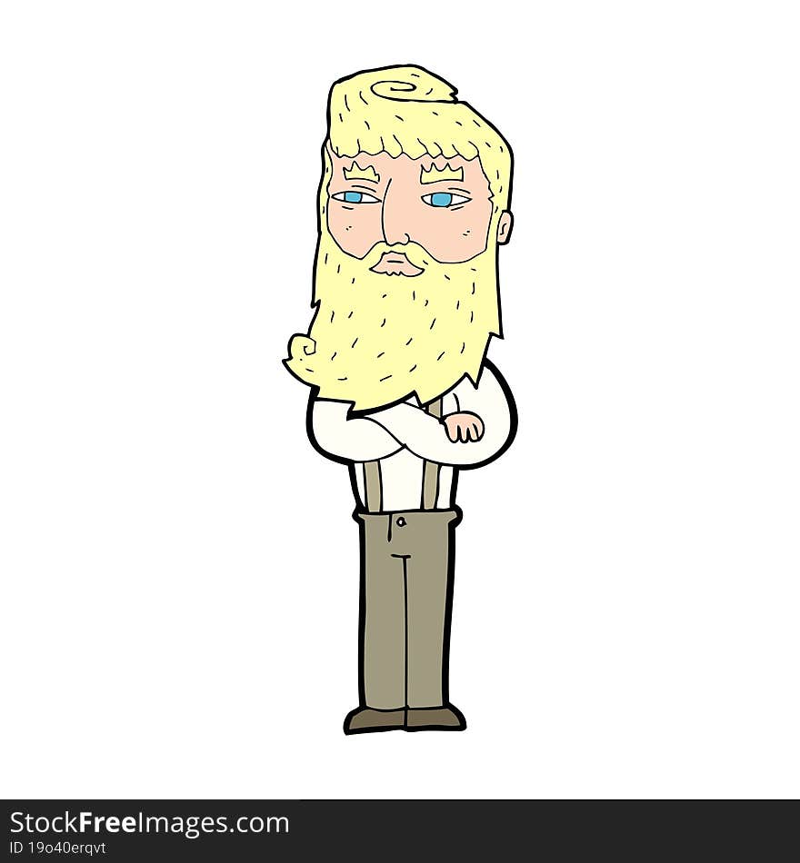 cartoon serious man with beard