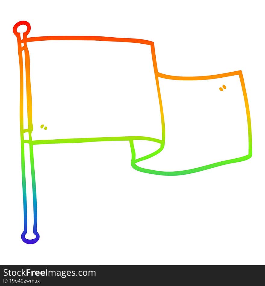 rainbow gradient line drawing cartoon white flag waving