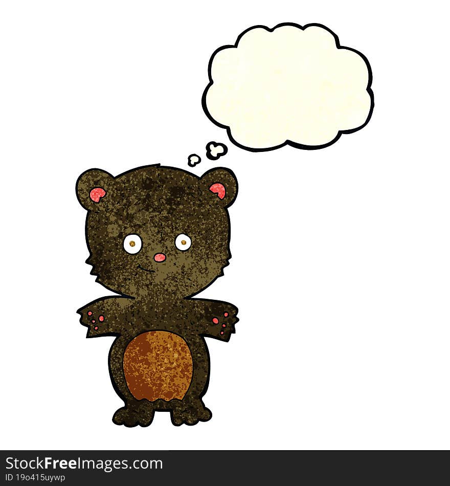 cartoon black bear cub with thought bubble