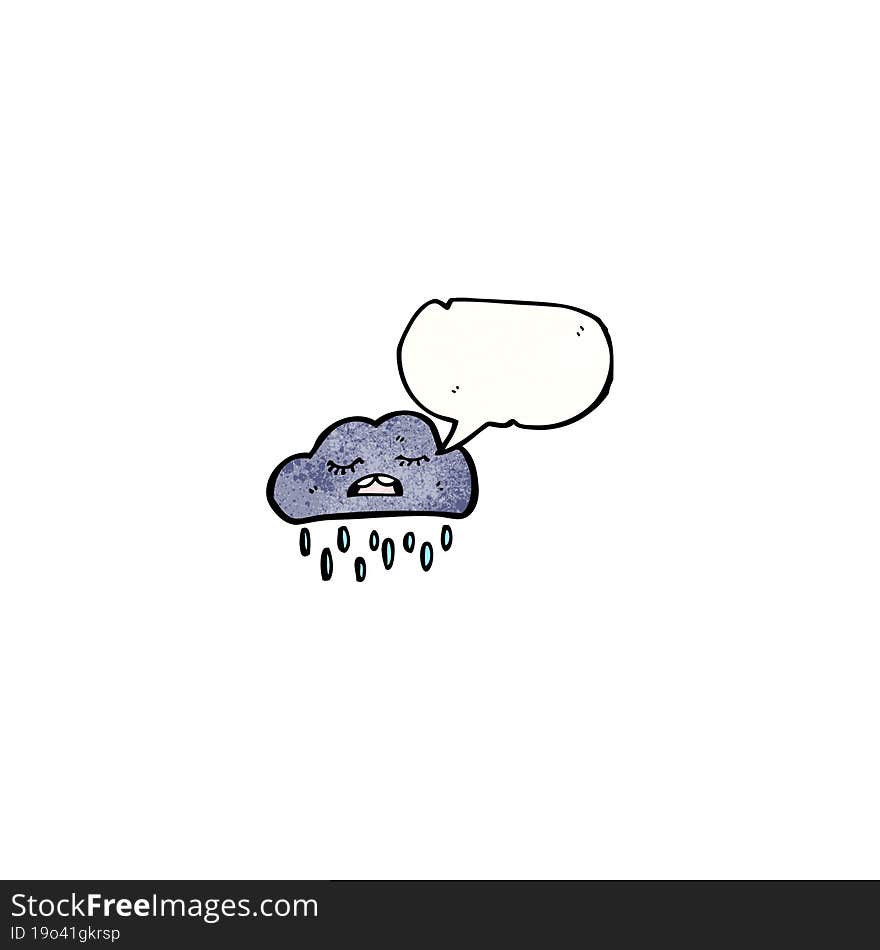 cartoon rain cloud with speech bubble