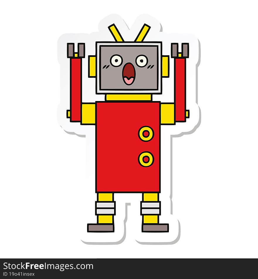 sticker of a cute cartoon robot