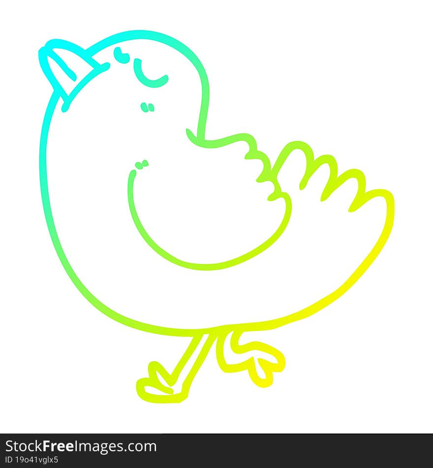 cold gradient line drawing cartoon arrogant bird