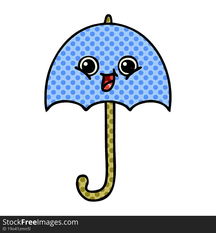 Comic Book Style Cartoon Umbrella