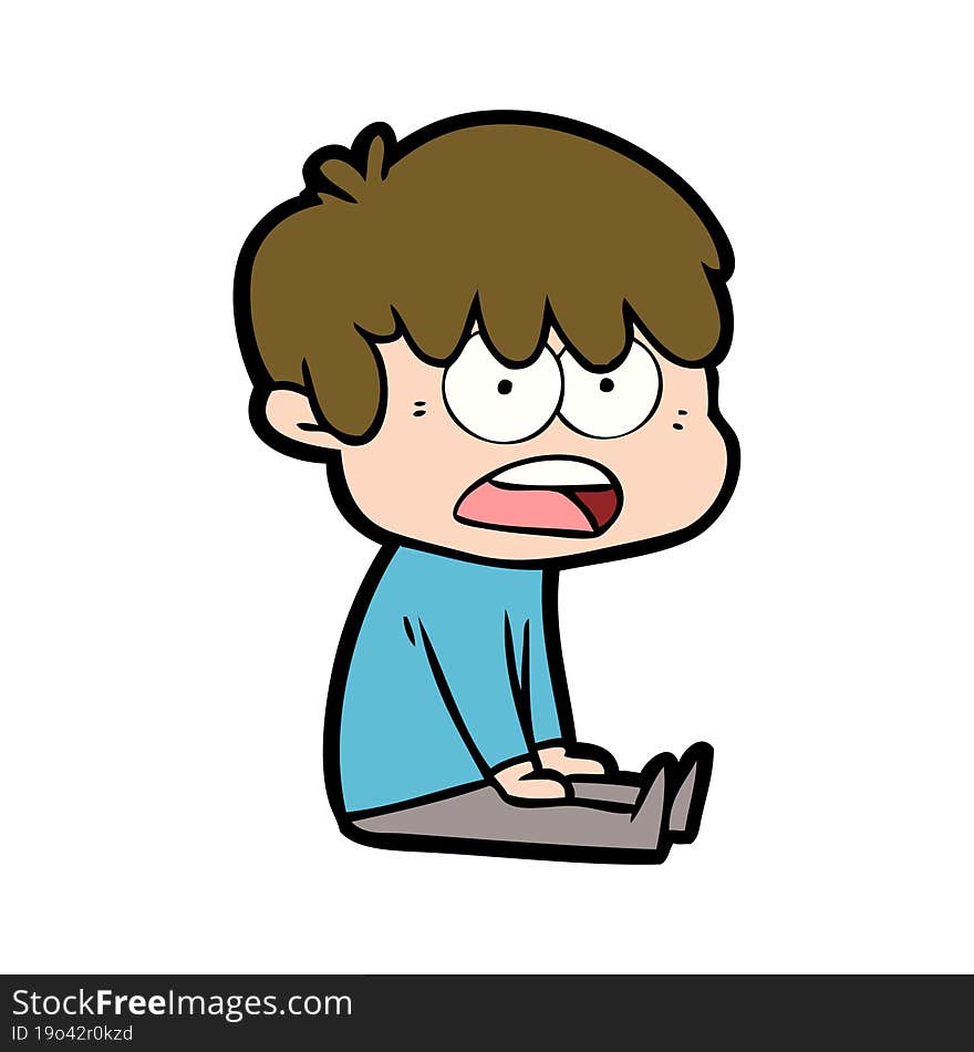 worried cartoon boy. worried cartoon boy