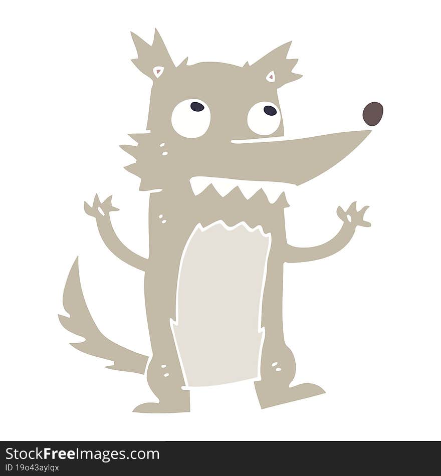 flat color illustration cartoon wolf