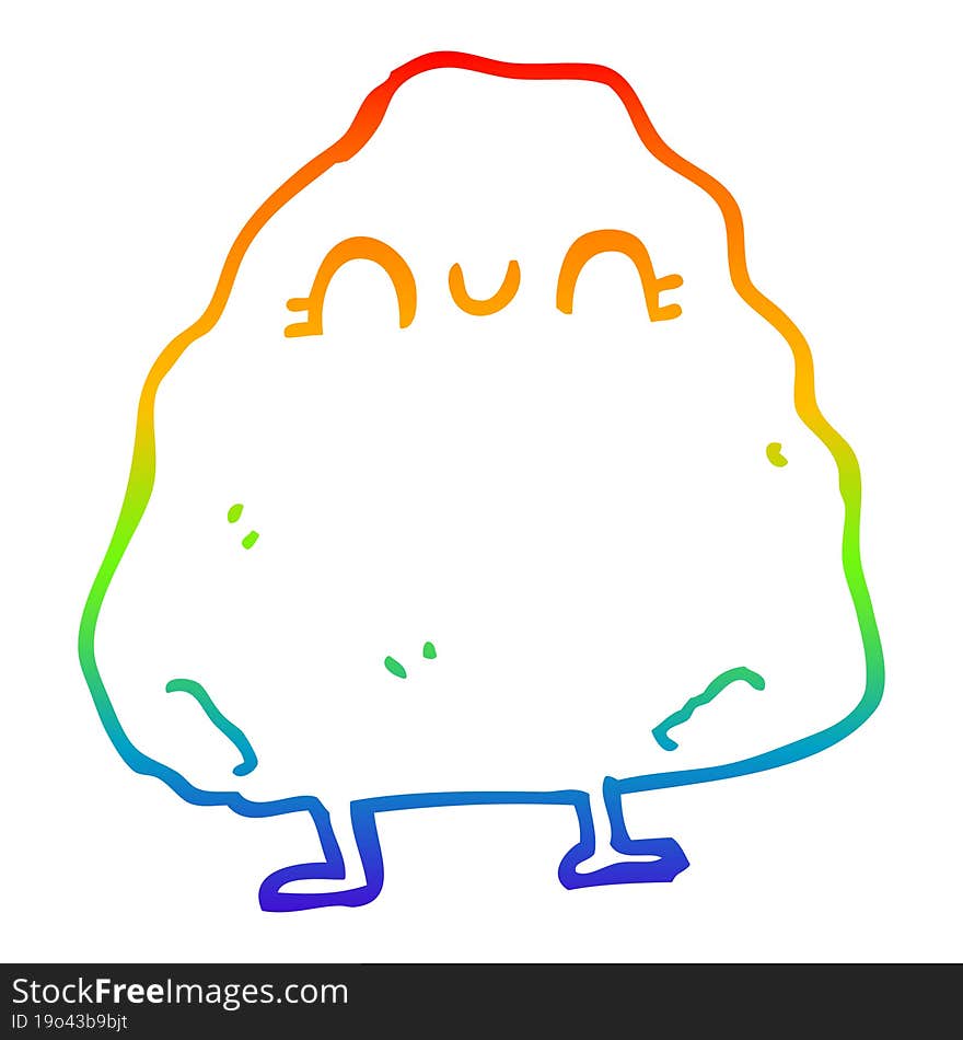 rainbow gradient line drawing cartoon rock