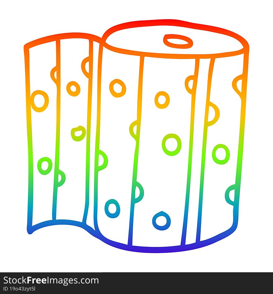 rainbow gradient line drawing cartoon kitchen roll