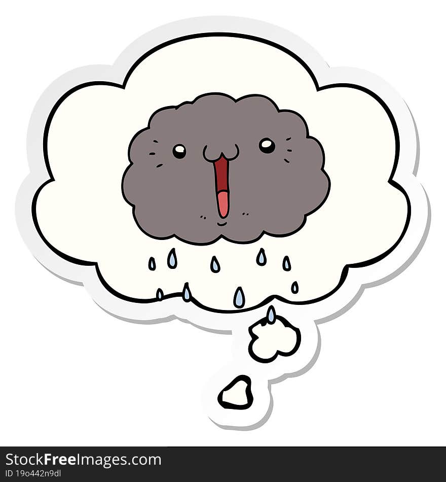 cartoon cloud and thought bubble as a printed sticker