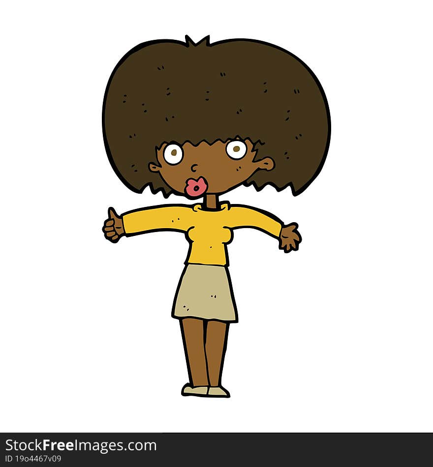 cartoon woman giving thumbs up symbol