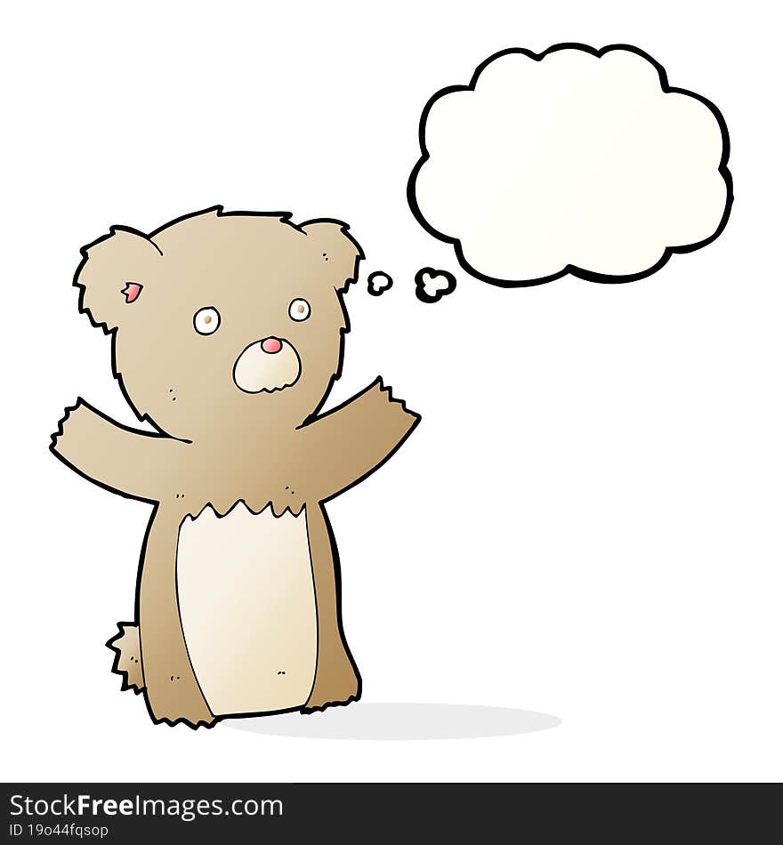 cartoon teddy bear with thought bubble