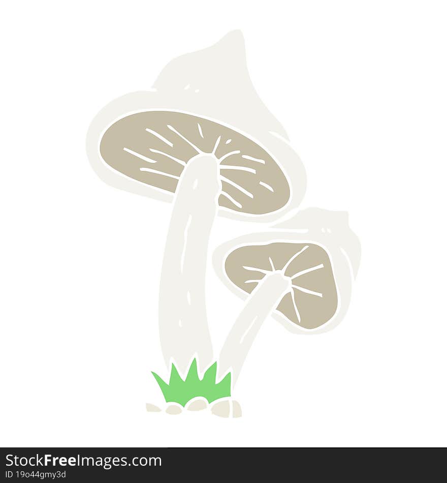 flat color illustration of a cartoon mushroom