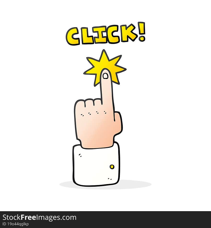 cartoon click sign with finger