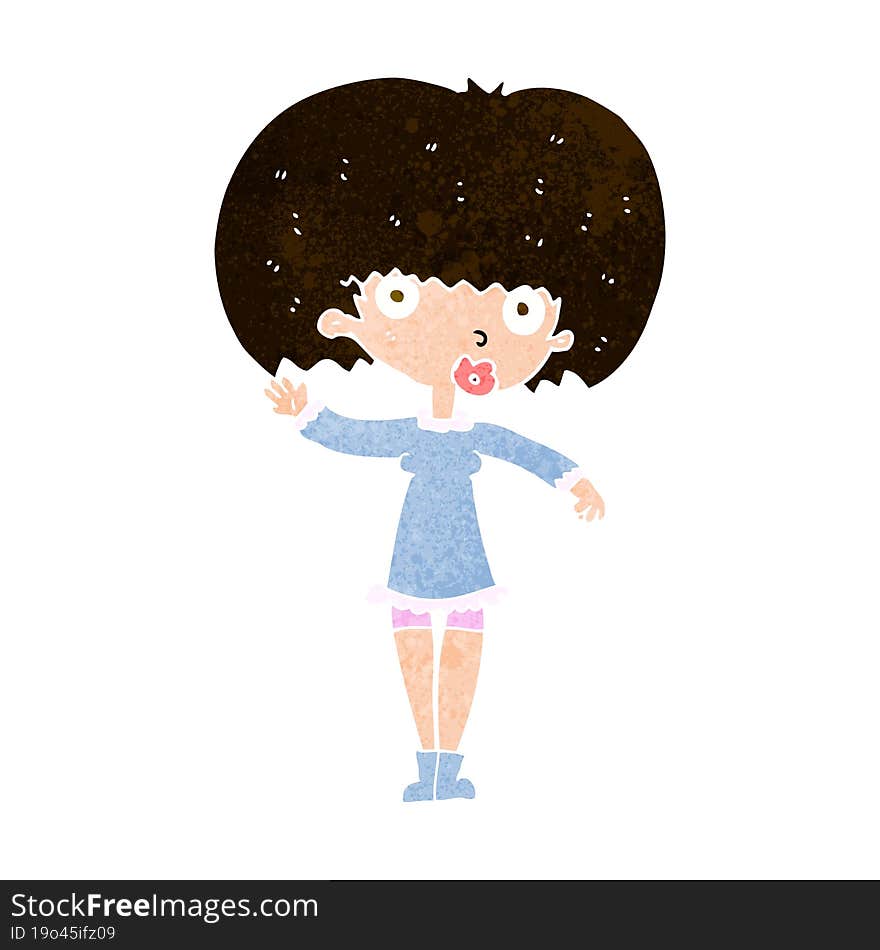 Cartoon Waving Girl