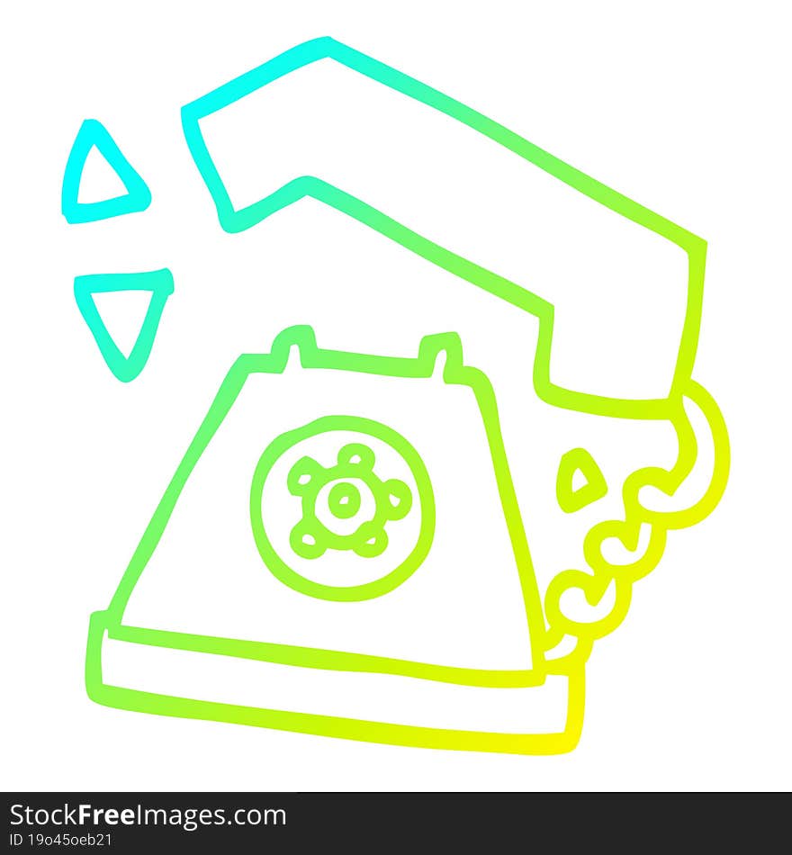 cold gradient line drawing of a cartoon retro telephone