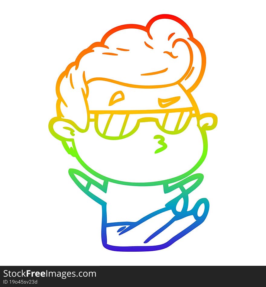 rainbow gradient line drawing cartoon cool guy