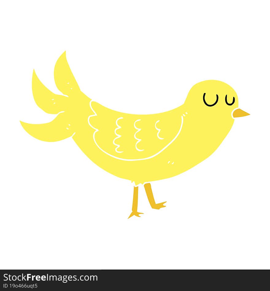 Flat Color Illustration Of A Cartoon Bird