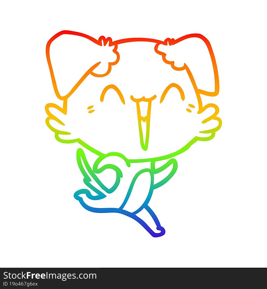 rainbow gradient line drawing happy little dog cartoon