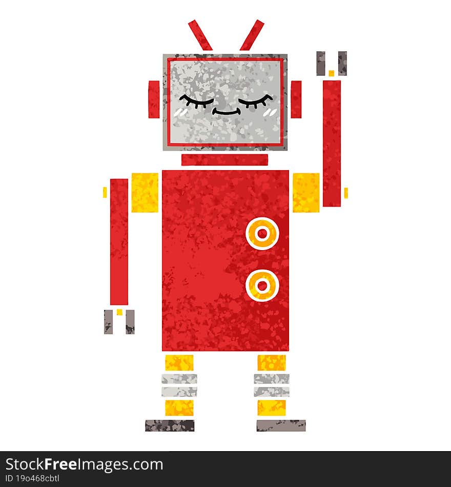 Retro Illustration Style Cartoon Robot