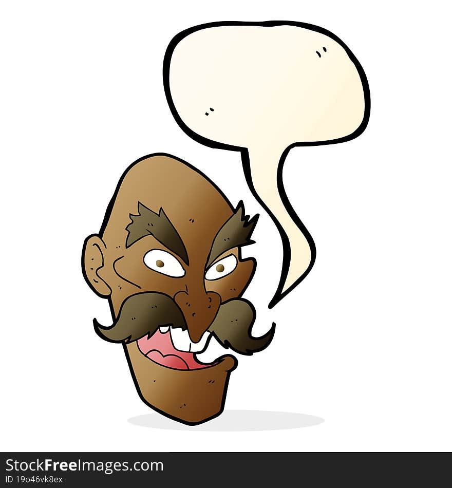 cartoon evil old man face with speech bubble