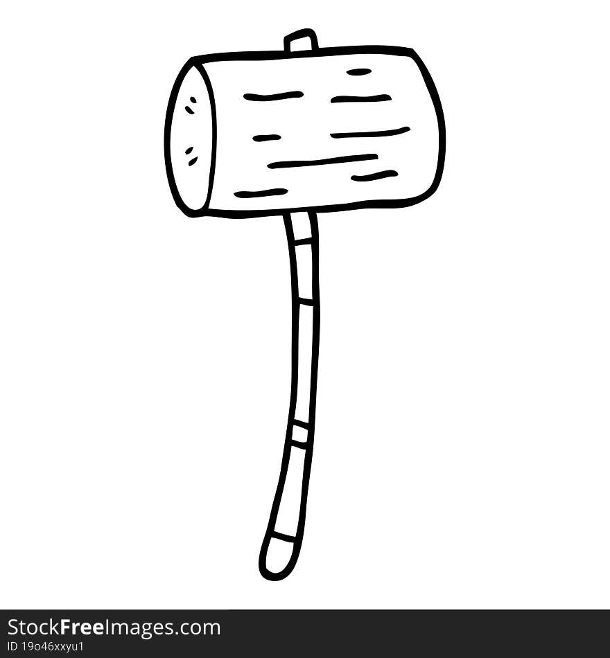 Line Drawing Cartoon Wood Mallet