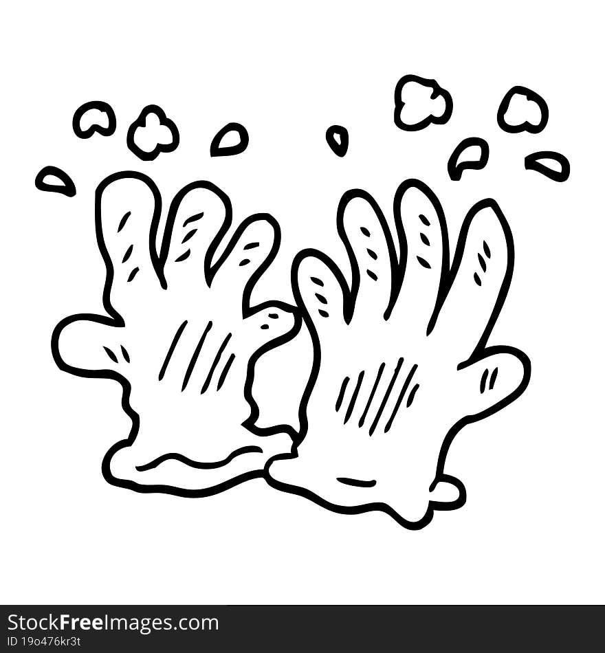 line drawing cartoon garden gloves