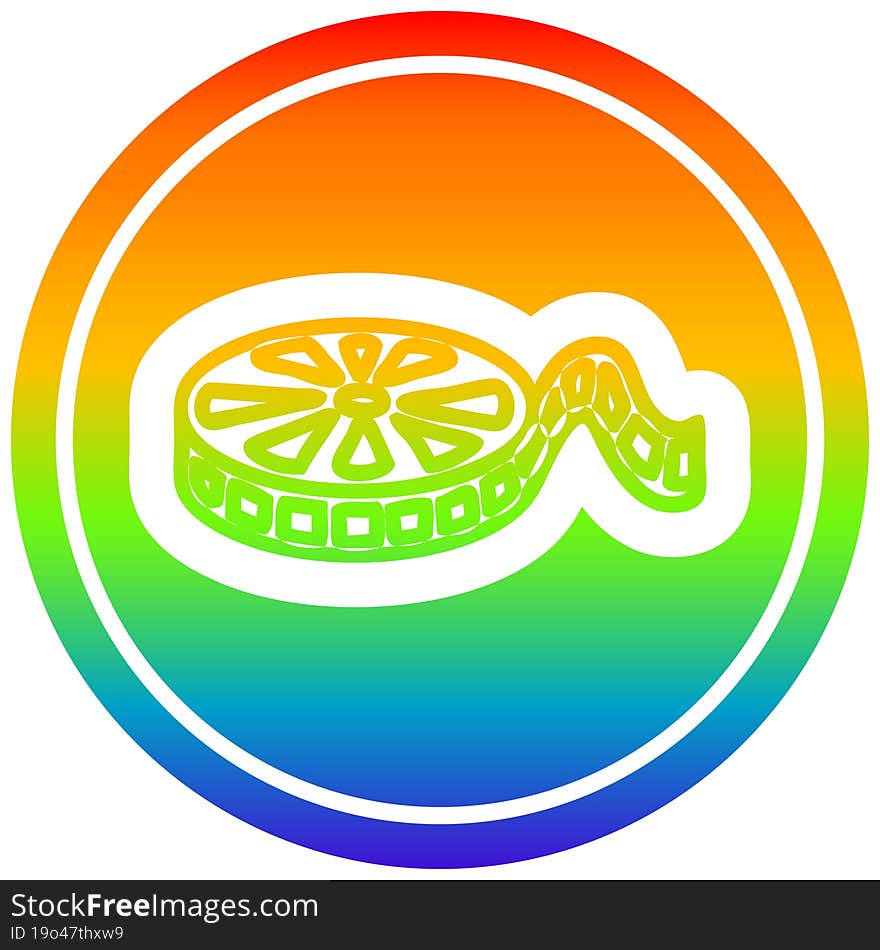 movie film reel circular in rainbow spectrum