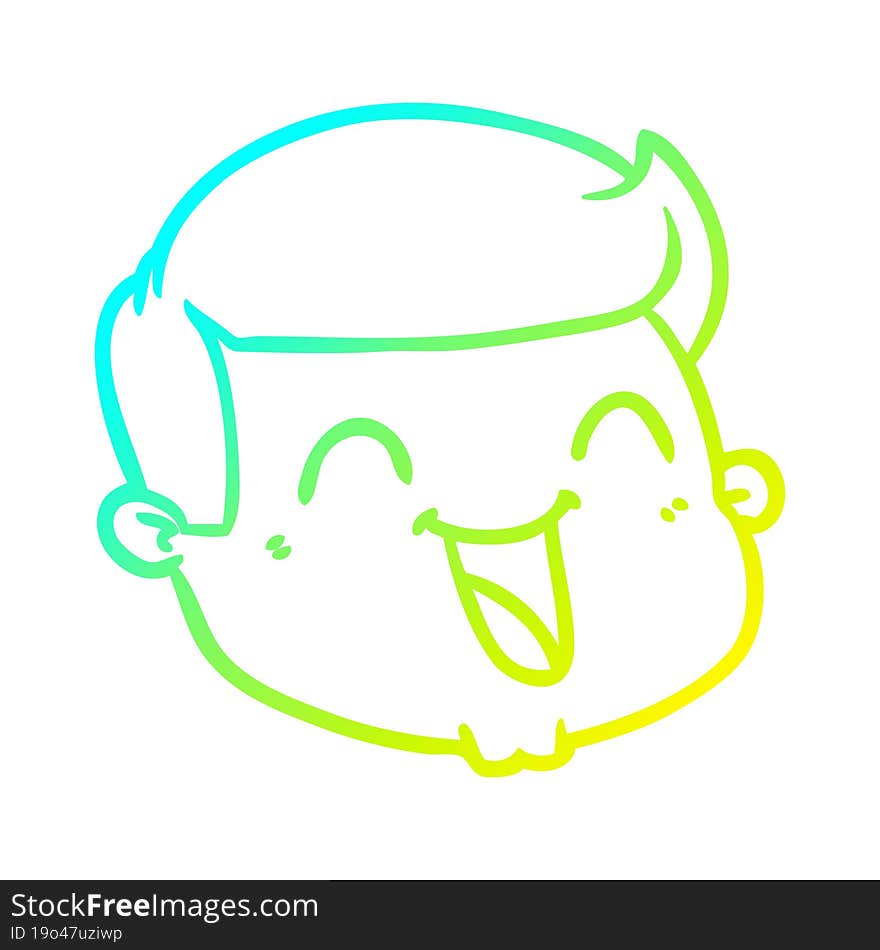 cold gradient line drawing happy cartoon male face