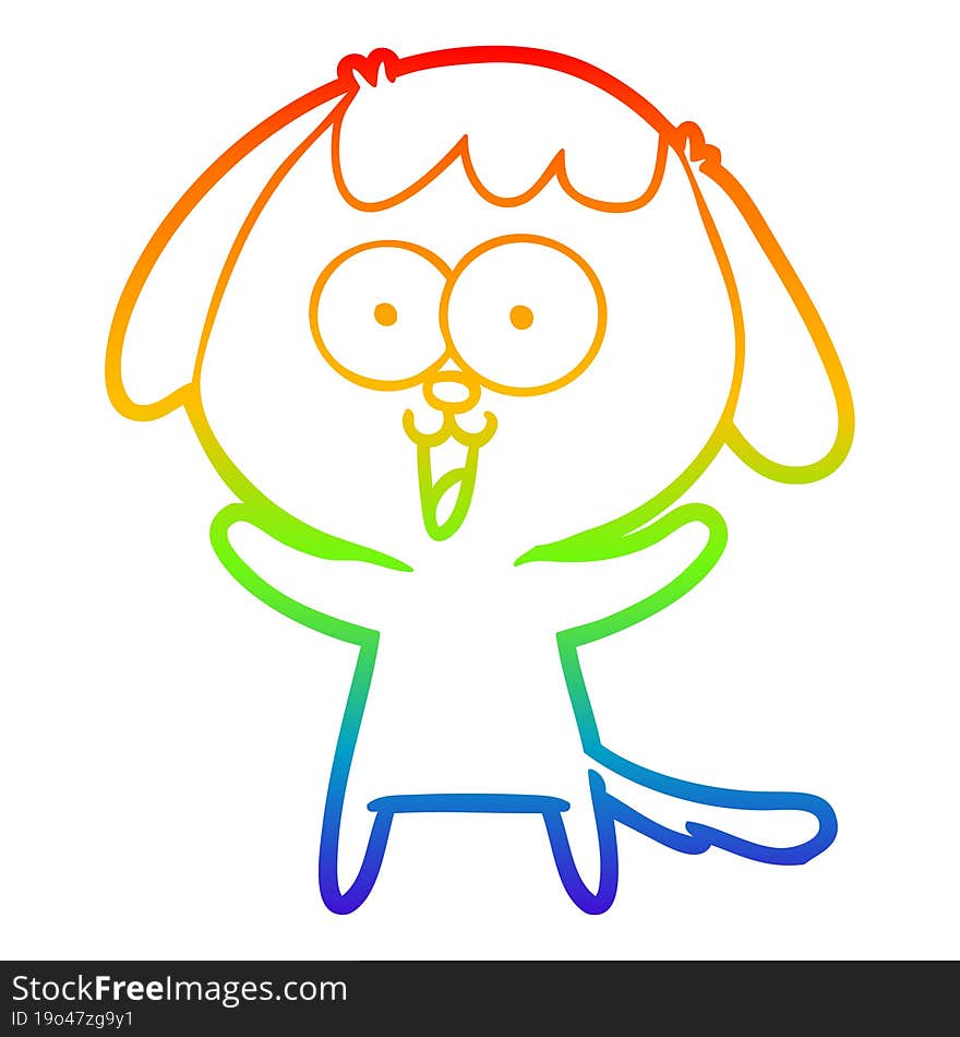 rainbow gradient line drawing of a cute cartoon dog