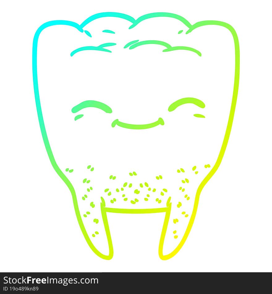 Cold Gradient Line Drawing Cartoon Tooth