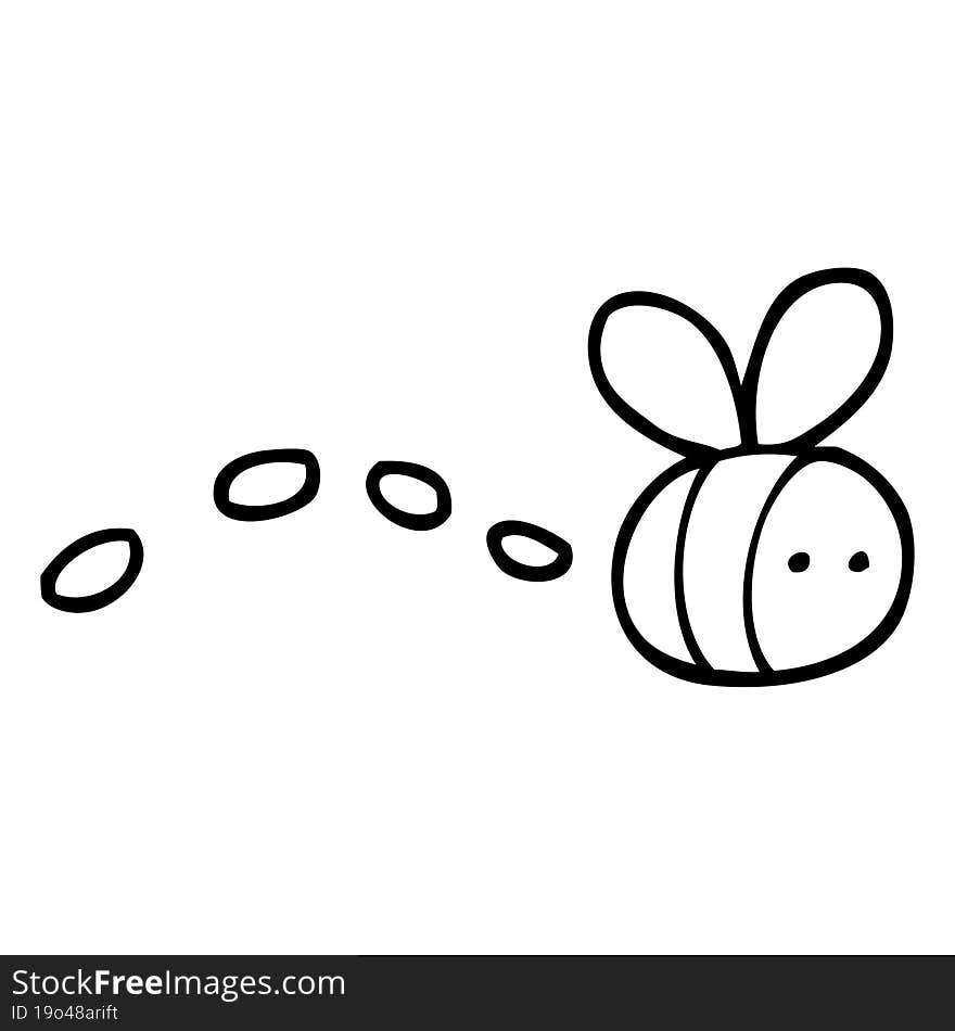 black and white cartoon buzzing bee