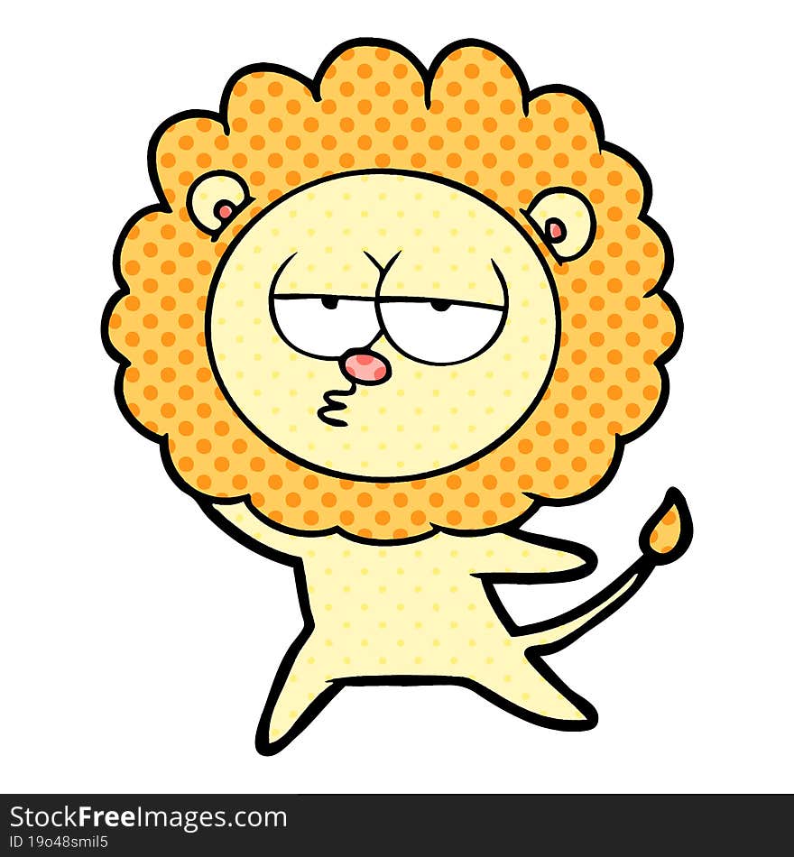 cartoon bored lion. cartoon bored lion