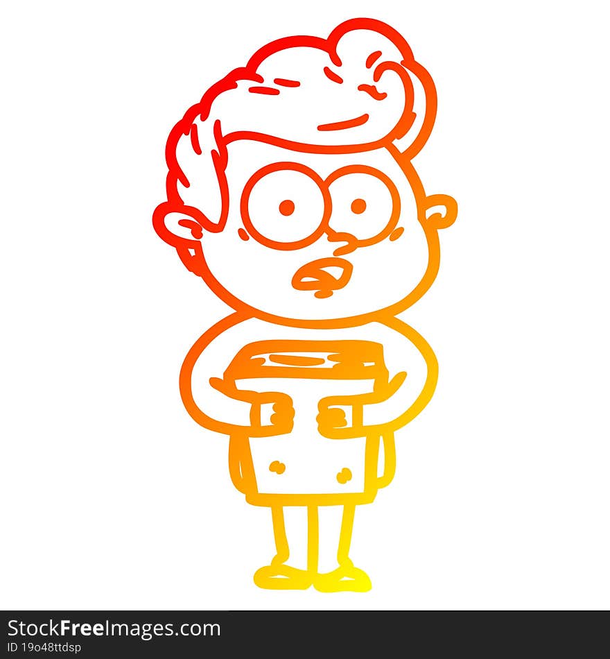 warm gradient line drawing cartoon staring man