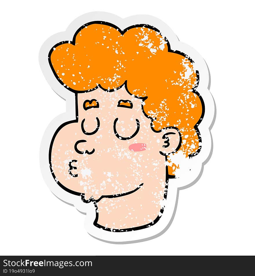 distressed sticker of a cartoon male face