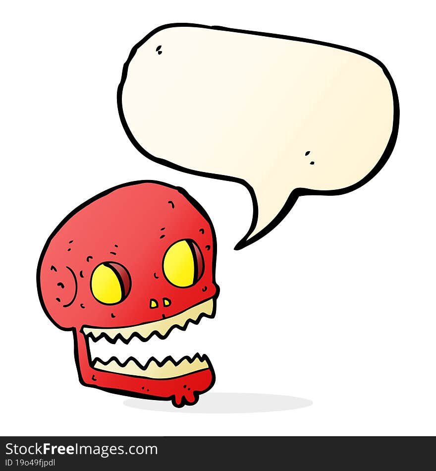 cartoon spooky skull with speech bubble