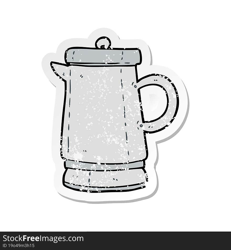 distressed sticker of a cartoon old kettle