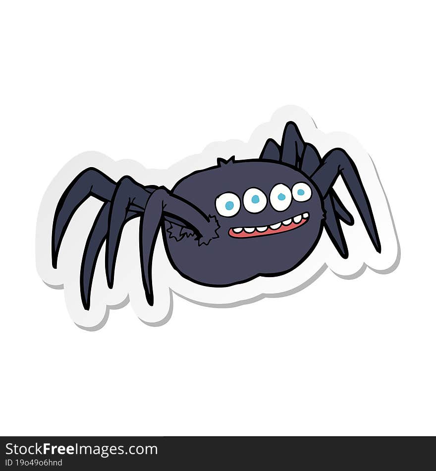 sticker of a cartoon spooky spider