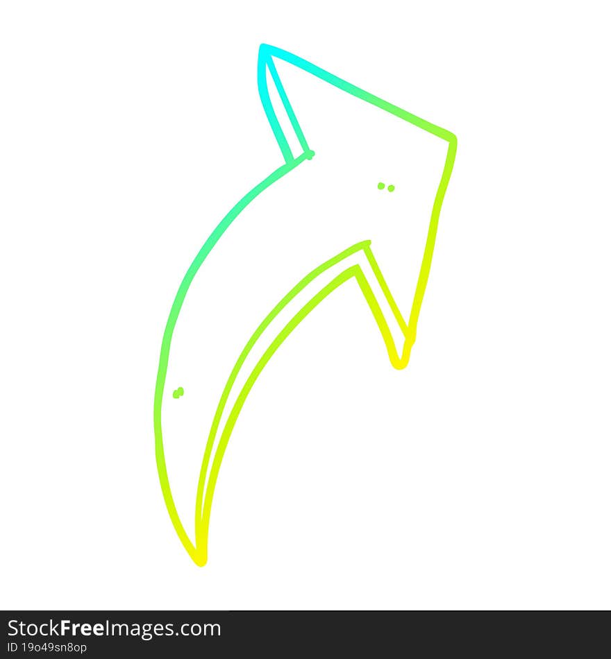 cold gradient line drawing cartoon pointing arrow