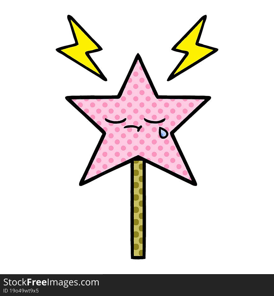 Comic Book Style Cartoon Magic Wand