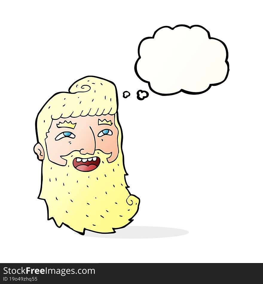 Cartoon Man With Beard Laughing With Thought Bubble